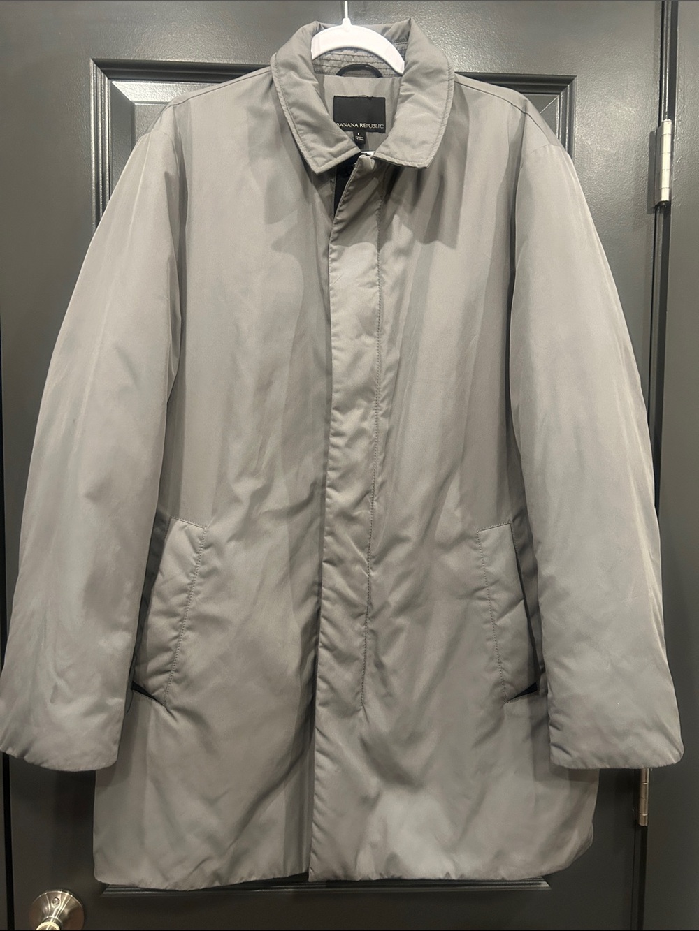 Banana Republic Gray Single-Breasted Trench Coat